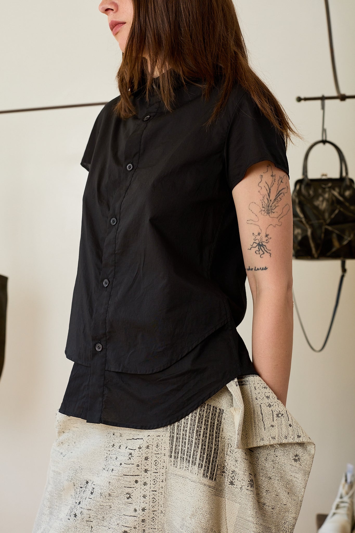 Double Layer Front Hem Shirt