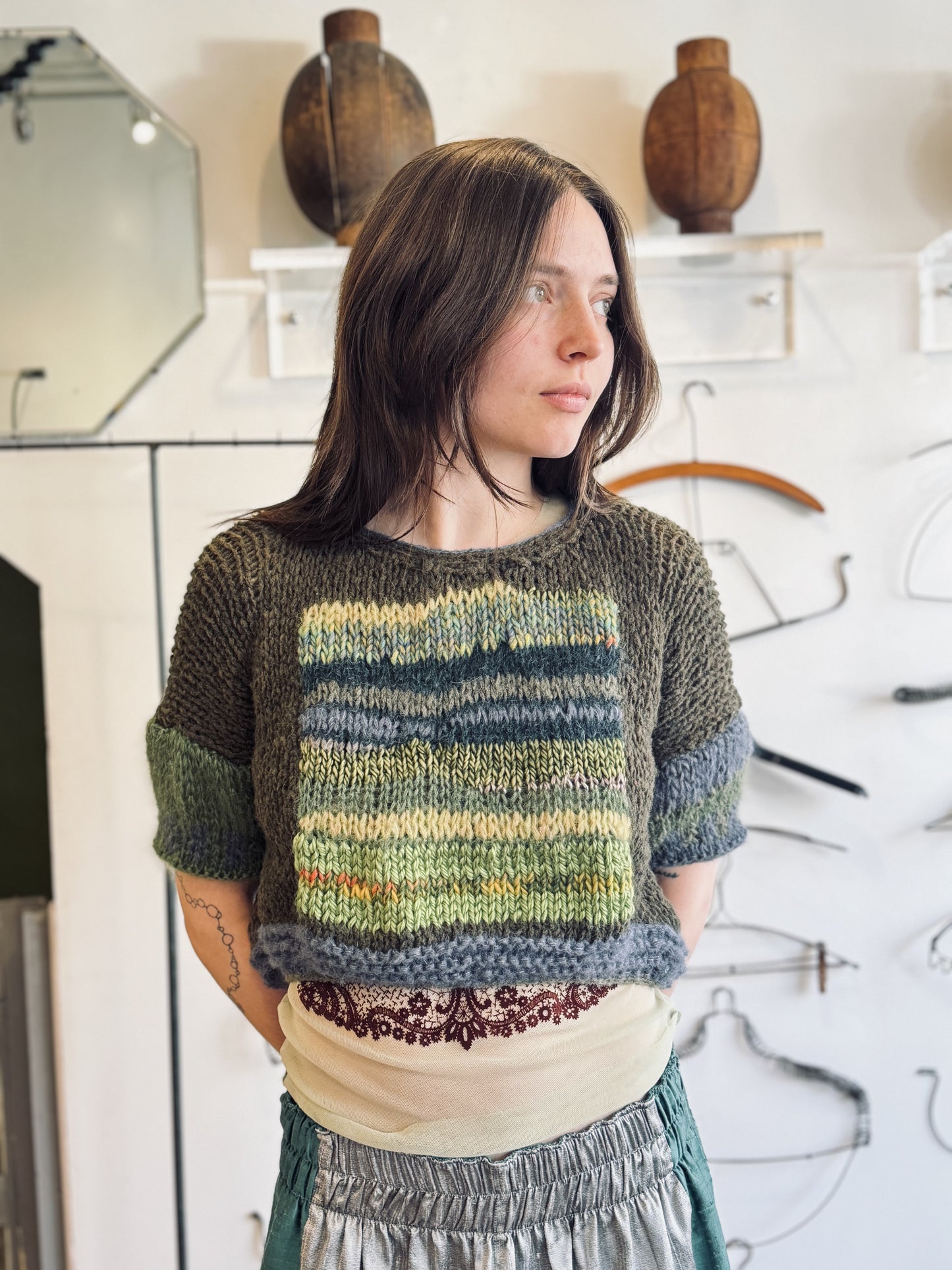 Hand-Knit Rothko Sweater - Puff Sleeve