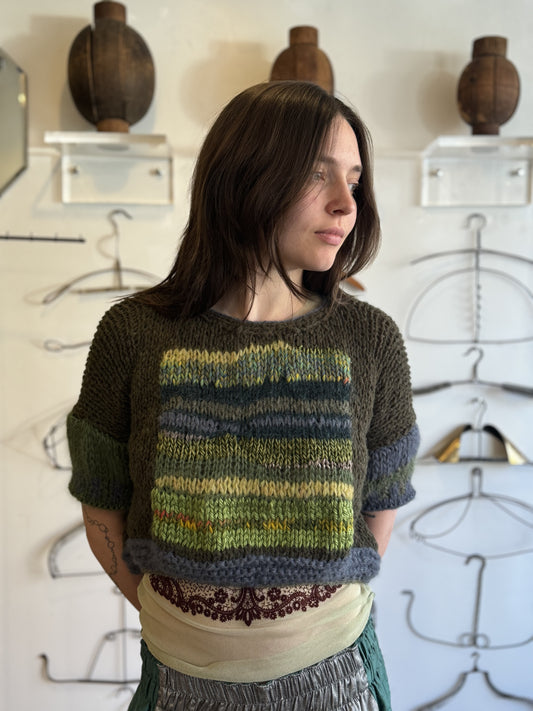 Hand-Knit Rothko Sweater - Puff Sleeve