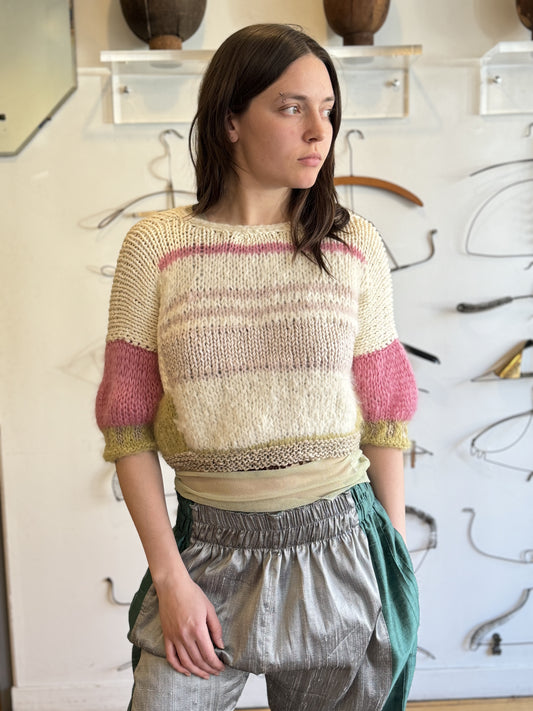 Hand-Knit Rothko Sweater - Puff Sleeve