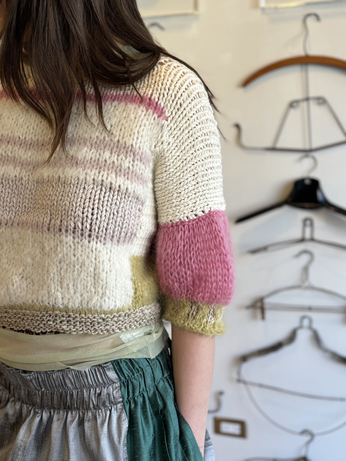 Hand-Knit Rothko Sweater - Puff Sleeve